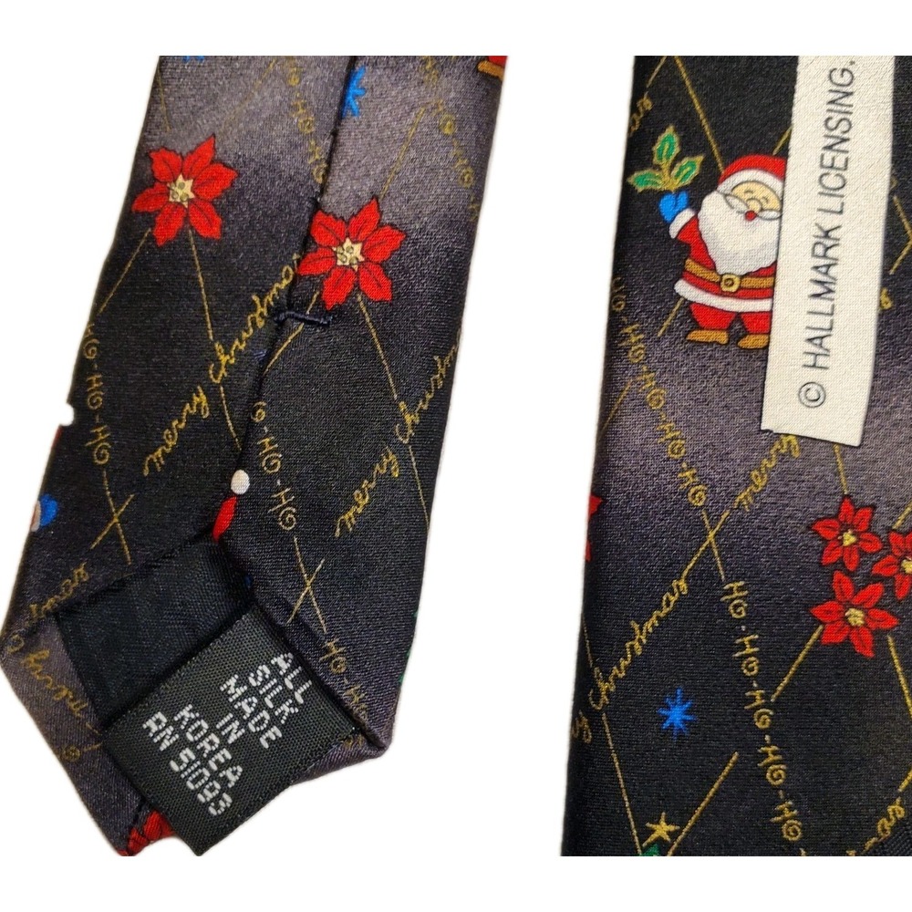 Silk Christmas Tie Hallmark Licensed Santa Merry Christmas Ho Ho‎ Ho 58 Inches - Picture 5 of 8